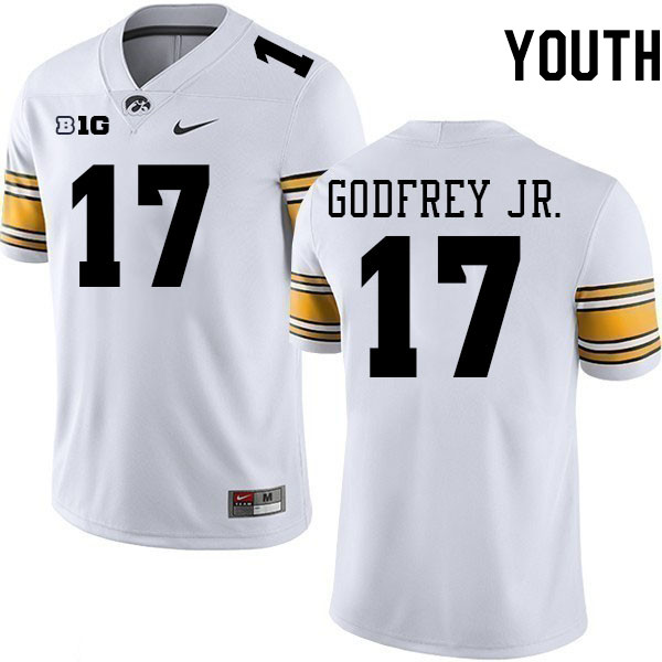 Youth #17 Rashad Godfrey Jr. Iowa Hawkeyes College Football Jerseys Stitched-White